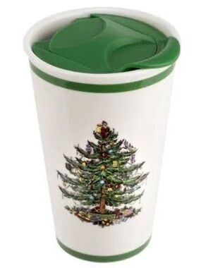 Spode White & Green Christmas Tree Travel Mug